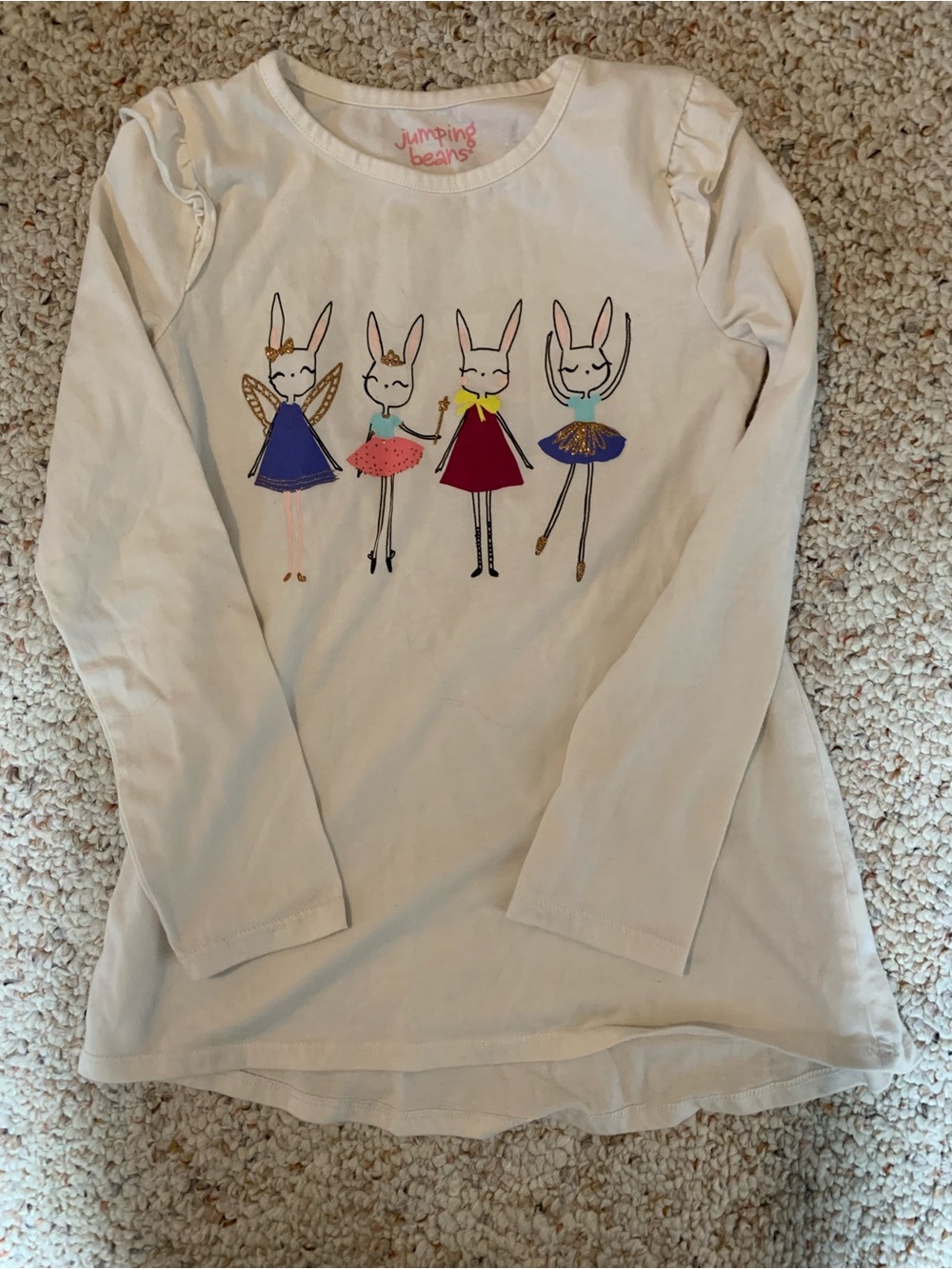 jumping beans Cream Long-Sleeve Bunny Ballet Graphic Tee